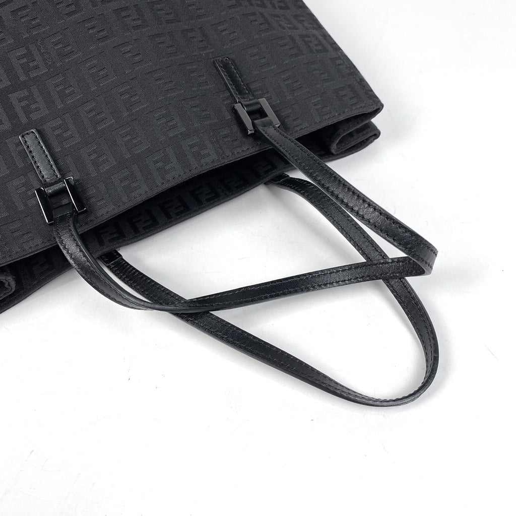 フェンディ ズッキーノ柄 トートバッグ ハンドバッグ トートバッグ キャンバス ブラック 8BH131 レディース 【中古】brbag