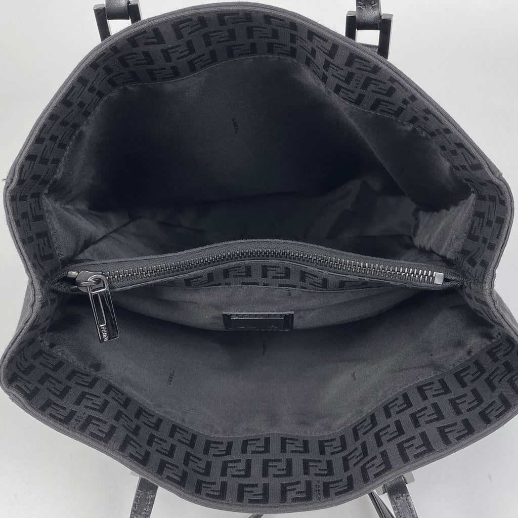 フェンディ ズッキーノ柄 トートバッグ ハンドバッグ トートバッグ キャンバス ブラック 8BH131 レディース 【中古】brbag