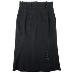 ルイ・ヴィトン ロゴボタン ロングスカート ミモレ丈 マーメイド スリット ボトムス ロングスカート ウール ブラック レディース 【中古】brapp