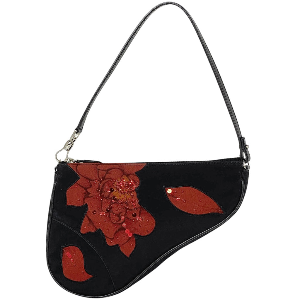 クリスチャンディオール サドルバッグ ハンドバッグ ショルダーバッグ ナイロン ブラック レディース 【中古】brbag