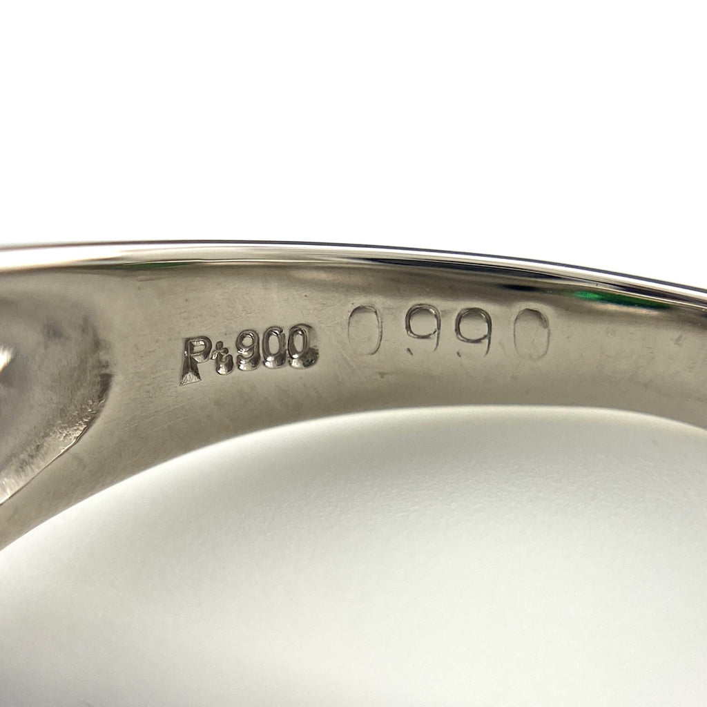 グリーングロッシュラーガーネット デザインリング プラチナ 指輪 メレダイヤ リング 14.5号 Pt900 レディース 【中古】nbjwl