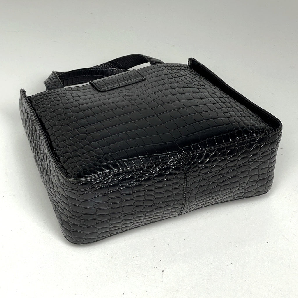 サルヴァトーレフェラガモ ロゴ ハンドバッグ 2WAY ショルダーバッグ クロコダイル ハンドバッグ レザー ブラック 0239 レディース 【中古】brbag