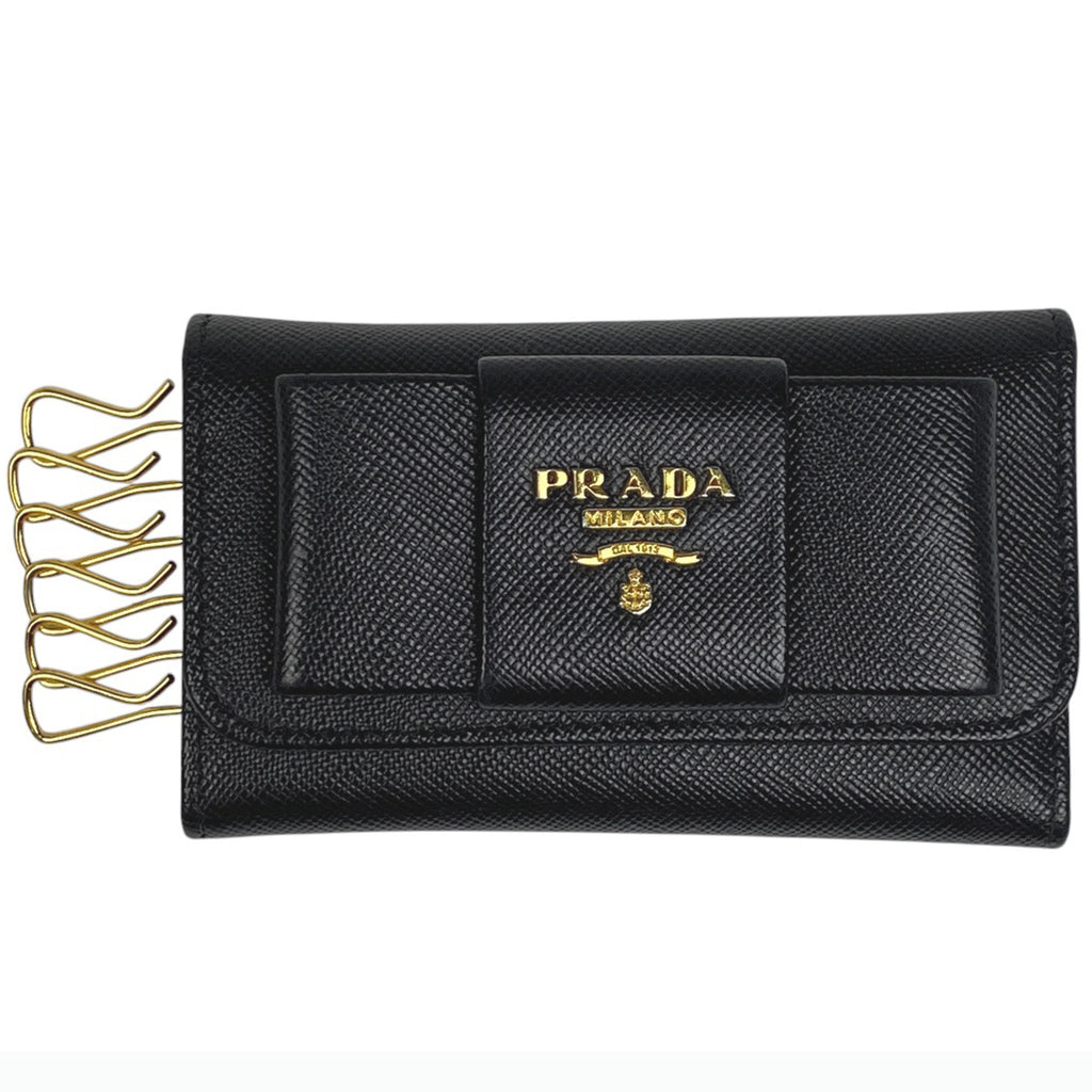 プラダ ロゴ 6連 キーケース キーフック リボン キーケース レザー ネロ(ブラック) 1M0222 レディース 【中古】brbag