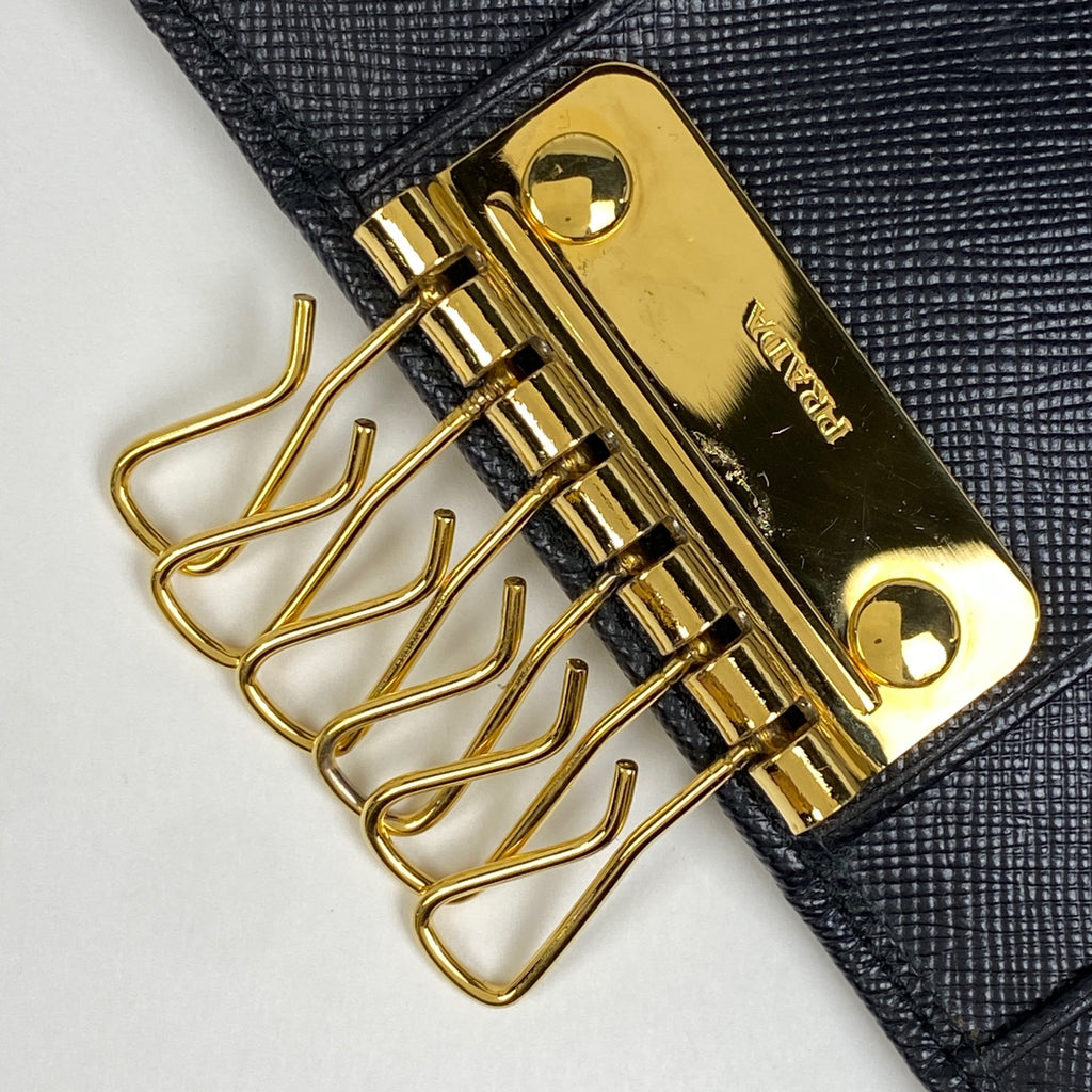 プラダ ロゴ 6連 キーケース キーフック リボン キーケース レザー ネロ(ブラック) 1M0222 レディース 【中古】brbag