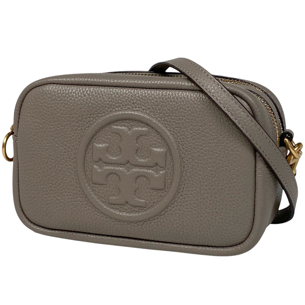 トリーバーチ ペリー ボンベ ショルダーバッグ ロゴ 斜め掛け ショルダーバッグ レザー グレー レディース 【中古】brbag