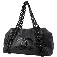 シャネル ココマーク プラチェーン トートバッグ ハンドバッグ トートバッグ レザー ブラック レディース 【中古】brbag