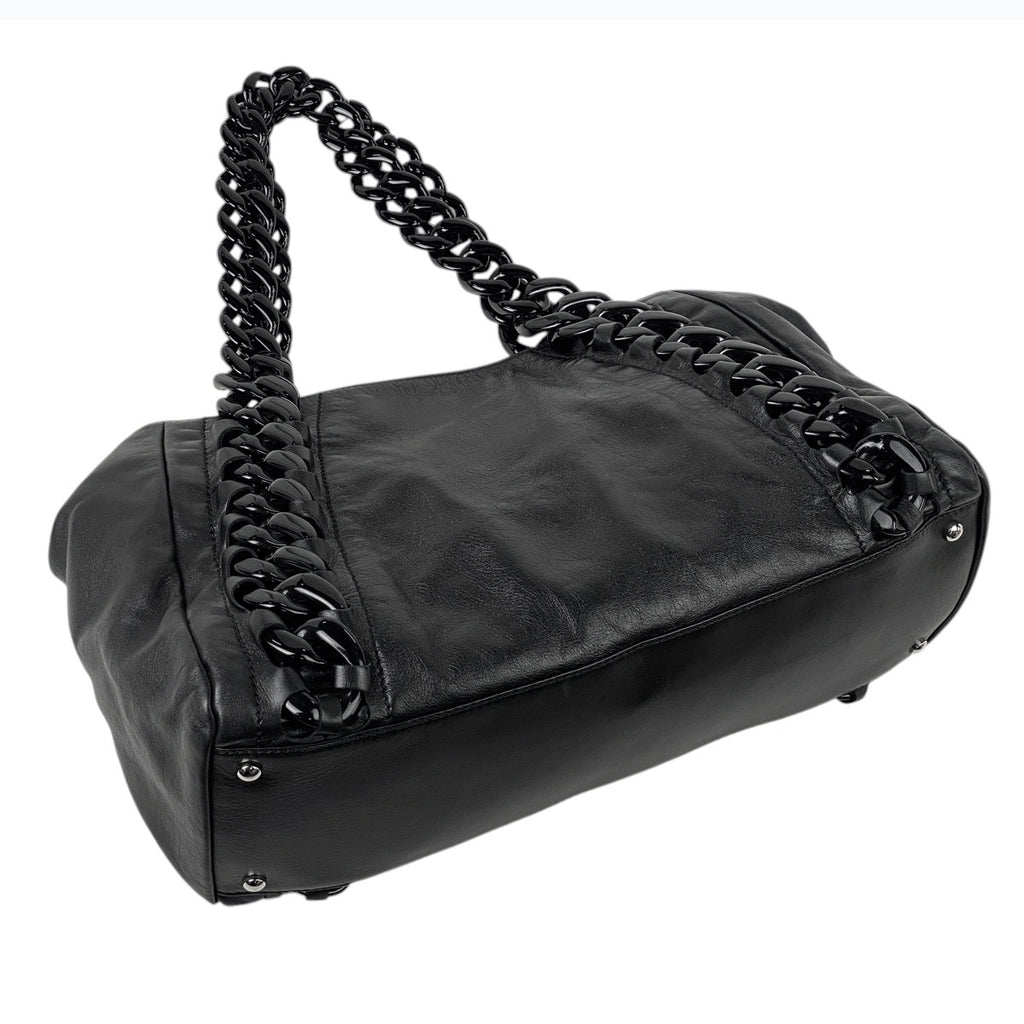 シャネル ココマーク プラチェーン トートバッグ ハンドバッグ トートバッグ レザー ブラック レディース 【中古】brbag