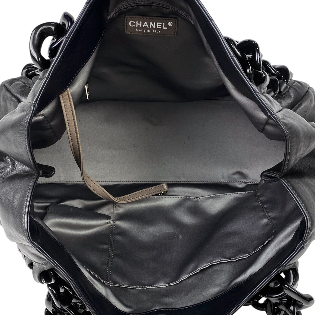 シャネル ココマーク プラチェーン トートバッグ ハンドバッグ トートバッグ レザー ブラック レディース 【中古】brbag