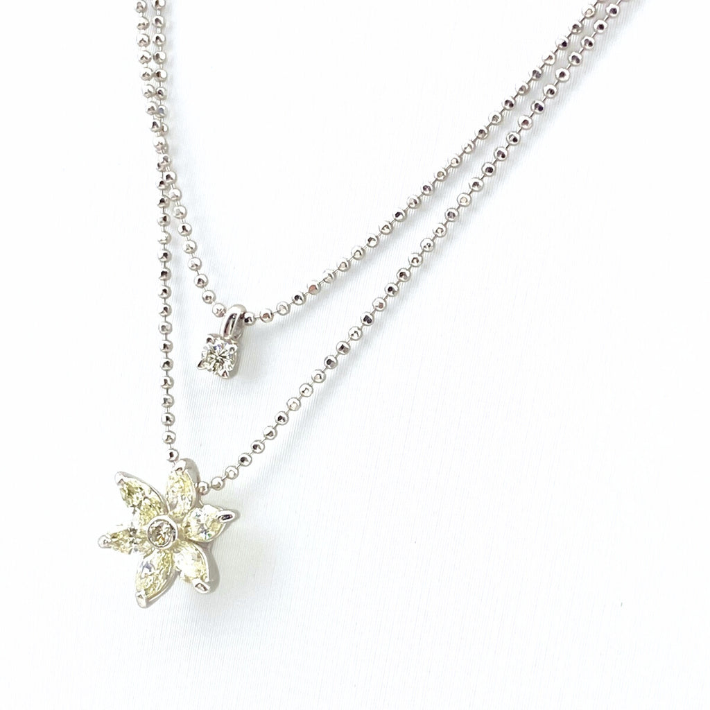 メレダイヤ デザインネックレス プラチナ ペンダント 2連 ネックレス Pt900 Pt850 ダイヤモンド レディース 【中古】nbjwl