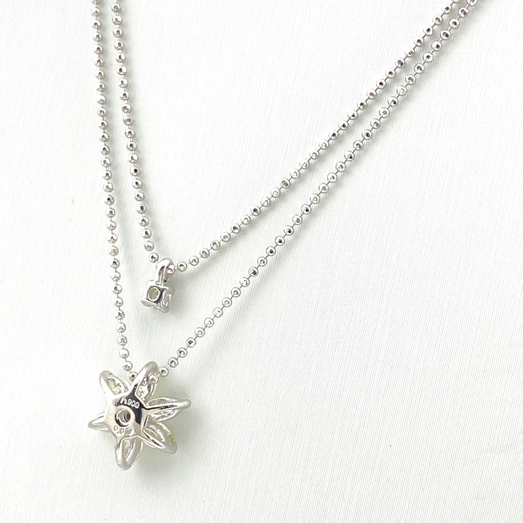メレダイヤ デザインネックレス プラチナ ペンダント 2連 ネックレス Pt900 Pt850 ダイヤモンド レディース 【中古】nbjwl