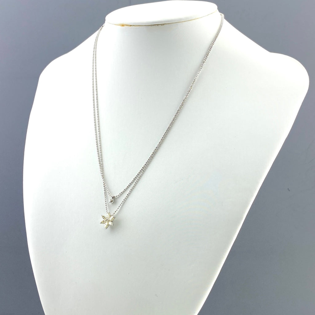 メレダイヤ デザインネックレス プラチナ ペンダント 2連 ネックレス Pt900 Pt850 ダイヤモンド レディース 【中古】nbjwl