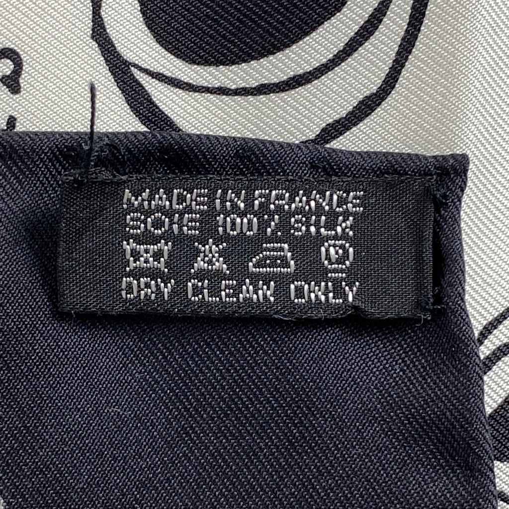 エルメス カレ 90 Serio Ludere 真剣に遊ぶ スカーフ シルク ブラック ホワイト レディース 【中古】brbag