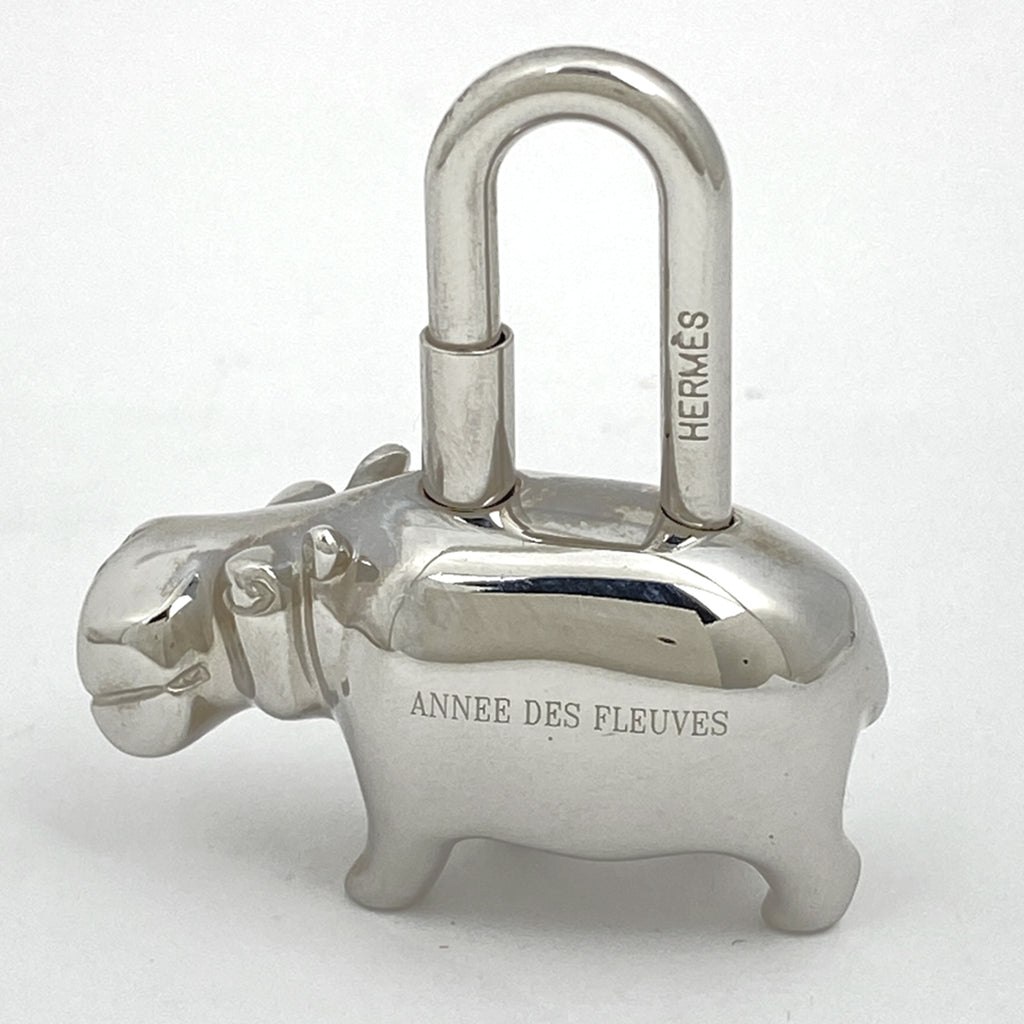エルメス カデナ ヒポポタマス カバ バッグチャーム キーホルダー バッグチャーム メタル シルバー レディース 【中古】brbag