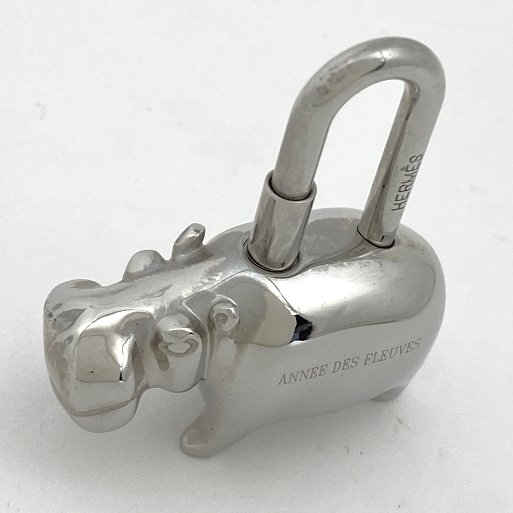 エルメス カデナ ヒポポタマス カバ バッグチャーム キーホルダー バッグチャーム メタル シルバー レディース 【中古】brbag