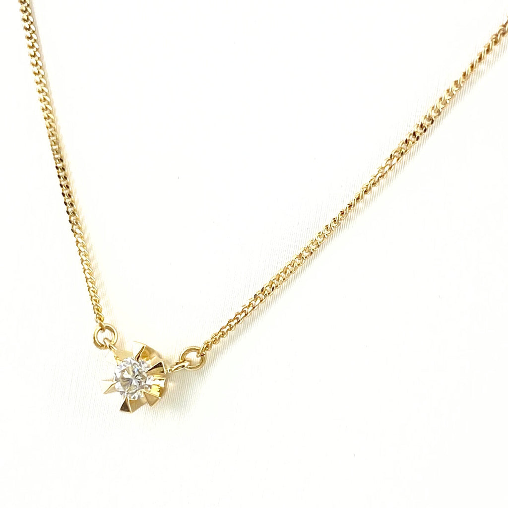 メレダイヤ デザインネックレス YG イエローゴールド ペンダント ネックレス K18 ダイヤモンド レディース 【中古】nbjwl