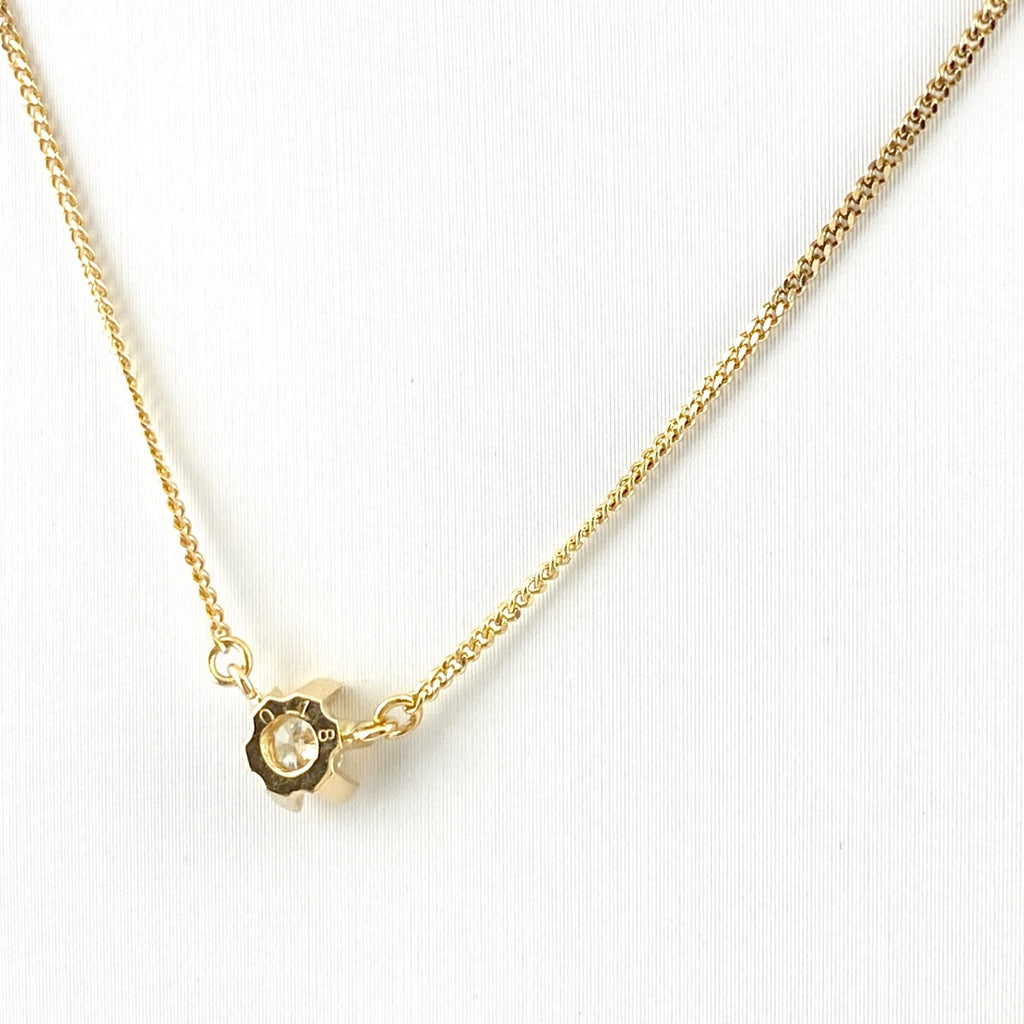 メレダイヤ デザインネックレス YG イエローゴールド ペンダント ネックレス K18 ダイヤモンド レディース 【中古】nbjwl
