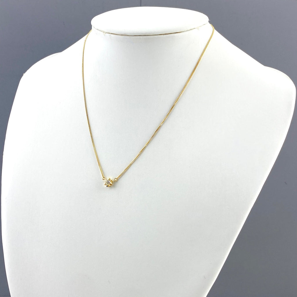 メレダイヤ デザインネックレス YG イエローゴールド ペンダント ネックレス K18 ダイヤモンド レディース 【中古】nbjwl