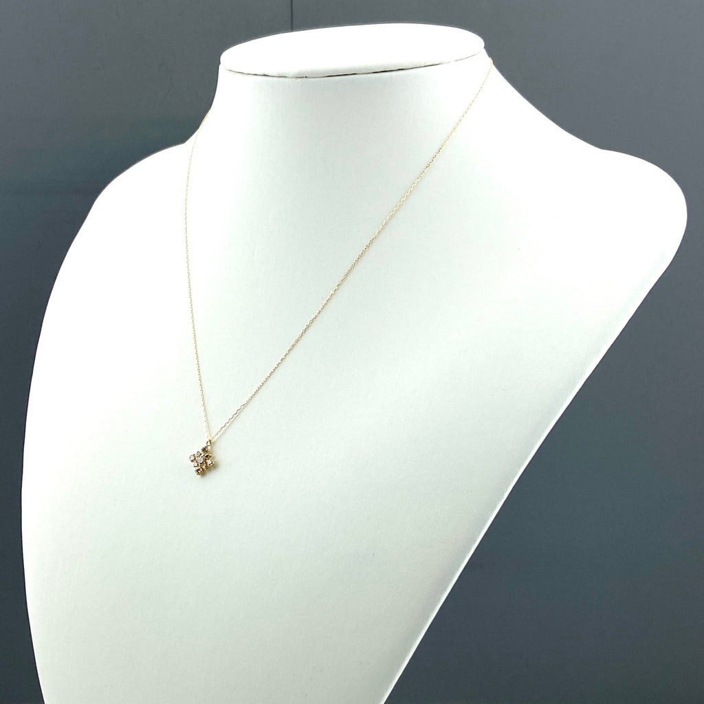 メレダイヤ デザインネックレス YG イエローゴールド ペンダント ネックレス K18 ダイヤモンド レディース 【中古】nbjwl
