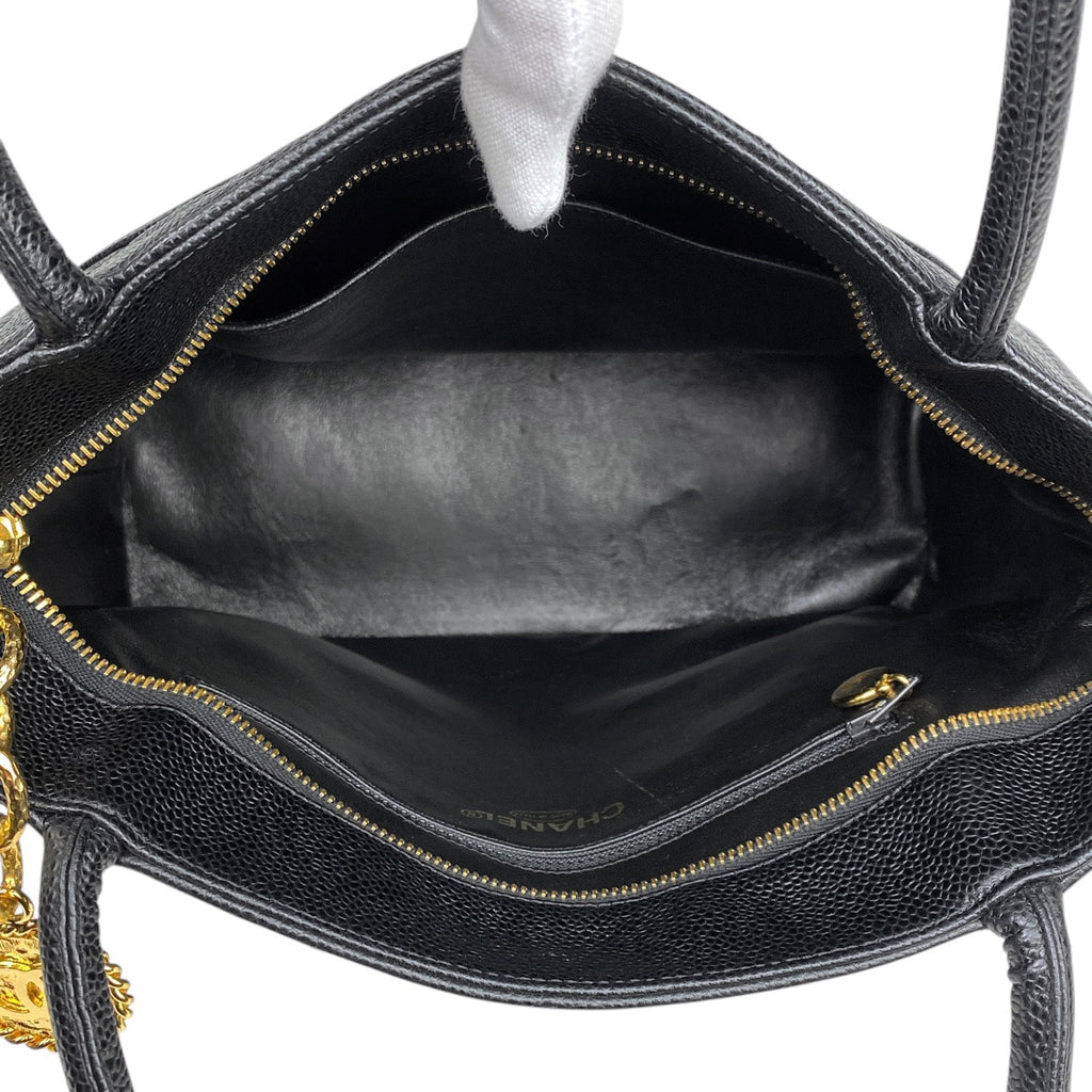 シャネル 復刻トート ハンドバッグ ココマーク トートバッグ キャビアスキン ブラック A01804 レディース 【中古】brbag
