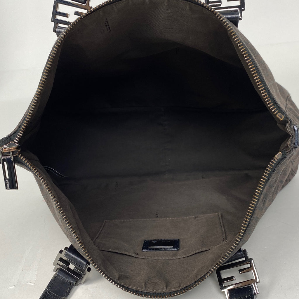 フェンディ ズッキーノ柄 ハンドバッグ トートバッグ ハンドバッグ キャンバス ダークブラウン 8BH138 レディース 【中古】brbag