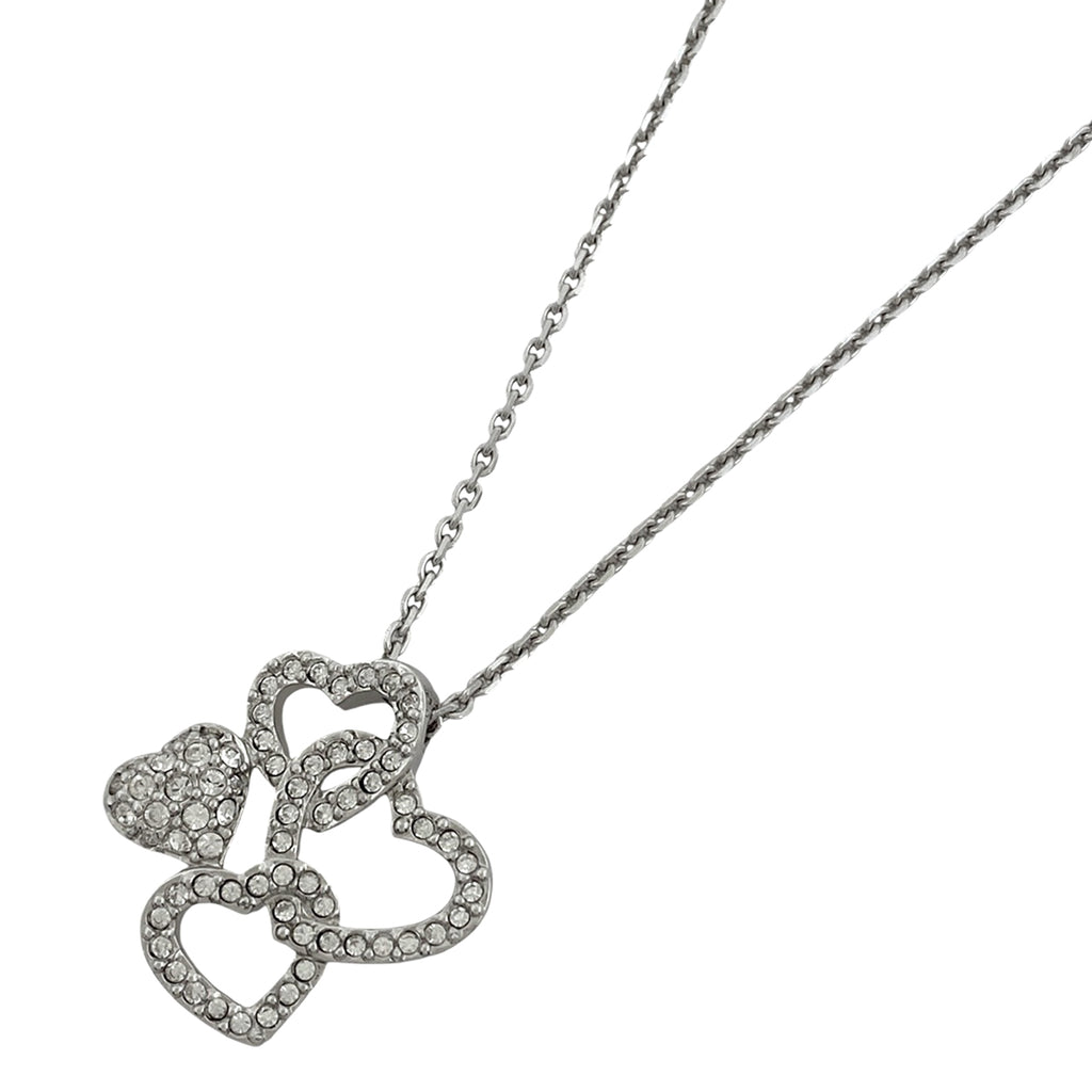 スワロフスキー クリスタル ハートモチーフ ネックレス ジルコニア ネックレス メタル シルバー レディース 【中古】bracc
