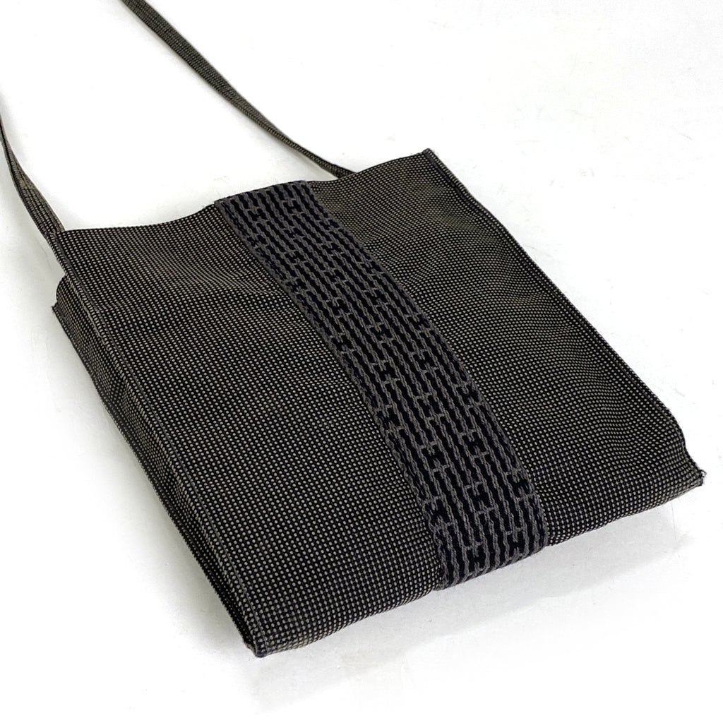 エルメス エールライン ポシェット Hロゴ 斜め掛け ショルダーバッグ ナイロンキャンバス グレー レディース 【中古】brbag