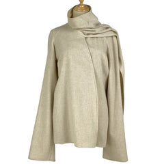 エルメス カシミヤ ガウンコート マフラー付き フリンジ カーディガン アウター その他コート カシミヤ ナチュラル レディース 【中古】brapp