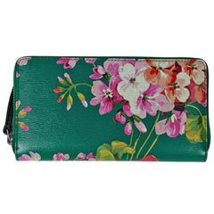 グッチ ラウンドファスナー 長財布 ブルームス フローラルプリント ラウンドジップ 長財布 レザー グリーン マルチカラー 410102 レディース 【中古】brbag