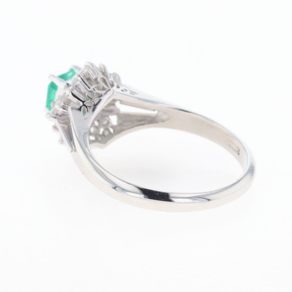エメラルド デザインリング プラチナ 指輪 リング 15.5 Pt900 エメラルド ダイヤモンド レディース 【中古】nbjwl