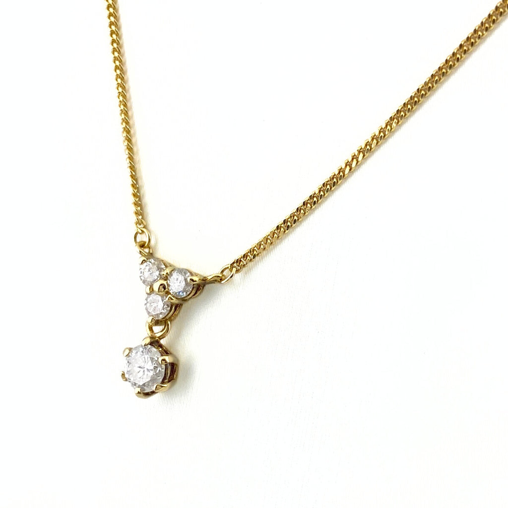 ダイヤモンド デザインネックレス YG イエローゴールド ペンダント ネックレス K18 ダイヤモンド レディース 【中古】nbjwl