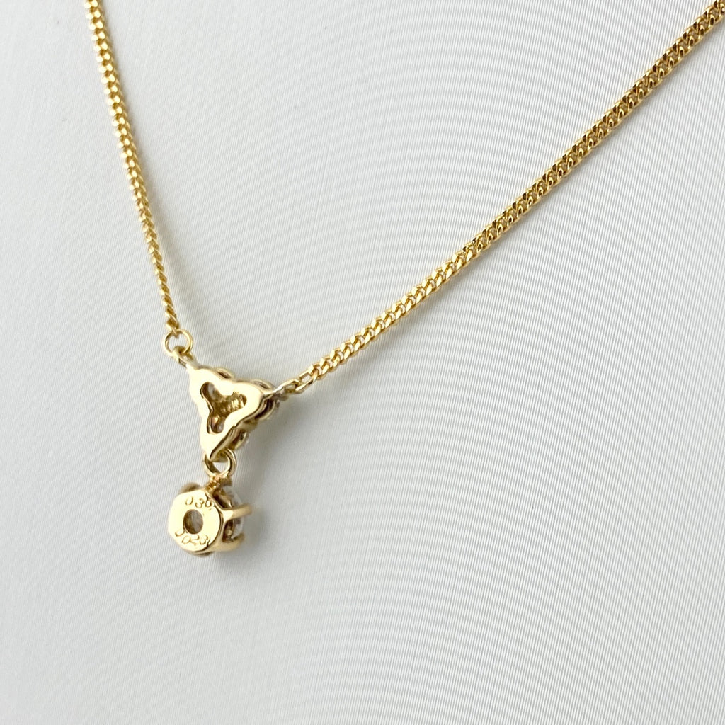 ダイヤモンド デザインネックレス YG イエローゴールド ペンダント ネックレス K18 ダイヤモンド レディース 【中古】nbjwl