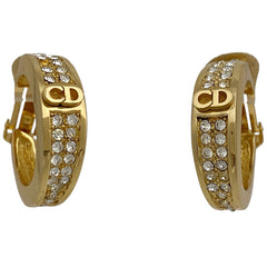 クリスチャンディオール ロゴ フープ イヤリング CD ラインストーン イヤリング GP ゴールド レディース 【中古】bracc