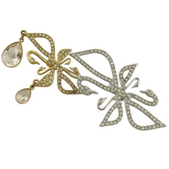 スワロフスキー クリスタル ブローチ スワン 白鳥モチーフ ブローチ シルバーメッキ GP シルバー ゴールド レディース 【中古】bracc