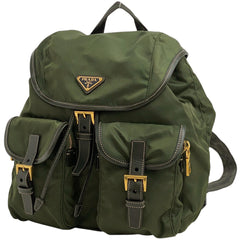 プラダ ロゴプレート リュックサック バッグパック カーキ リュック ナイロン グリーン BZ0030 レディース 【中古】brbag