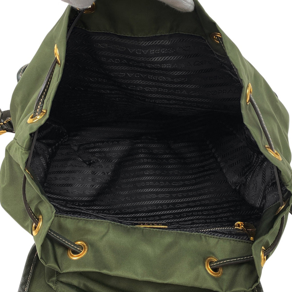 プラダ ロゴプレート リュックサック バッグパック カーキ リュック ナイロン グリーン BZ0030 レディース 【中古】brbag
