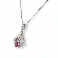 ルビー デザインネックレス プラチナ ペンダント メレダイヤ ネックレス Pt850 ルビー ダイヤモンド レディース 【中古】nbjwl