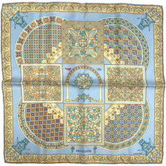 エルメス プチカレ CIELS BYZANTINS ビザンチンの空 鳥柄 スカーフ シルク イエロー ブルー レディース 【中古】brbag