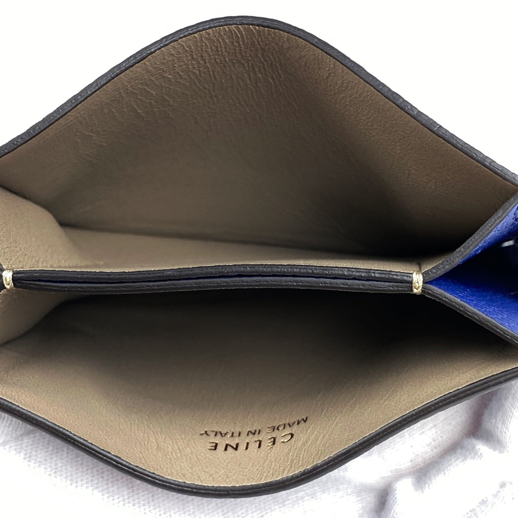 セリーヌ ロゴ カードケース パスケース カードケース レザー ブルー レディース 【中古】brbag