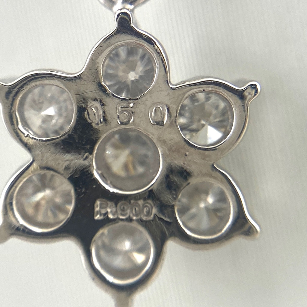 フラワーモチーフ デザインネックレス WG ホワイトゴールド ペンダント メレダイヤ 花 ネックレス K18 WG ダイヤモンド レディース 【中古】nbjwl