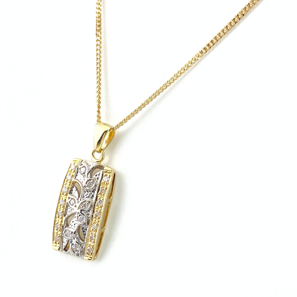 メレダイヤ デザインネックレス YG イエローゴールド ペンダント ネックレス K18 ダイヤモンド レディース 【中古】nbjwl