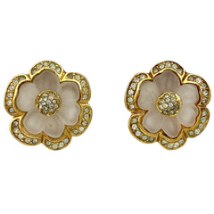 クリスチャンディオール ラインストーン デザイン イヤリング フラワーモチーフ イヤリング GP ゴールド レディース 【中古】bracc