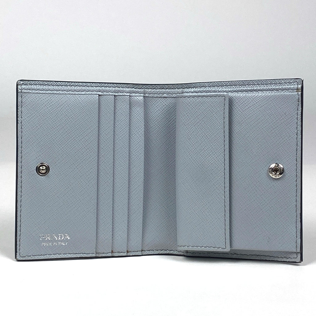 プラダ ロゴ 二つ折り財布 札入れ 小銭入れ 二つ折り財布 サフィアーノレザー ネイビー 1MV204 レディース 【中古】brbag