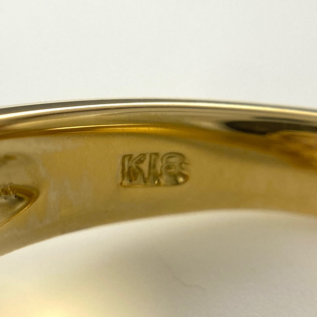 フラワーモチーフ デザインリング YG イエローゴールド 指輪 ピンクサファイア メレダイヤ 花 リング 12.5号 K18 ピンクサファイア ダイヤモンド レディース 【中古】nbjwl