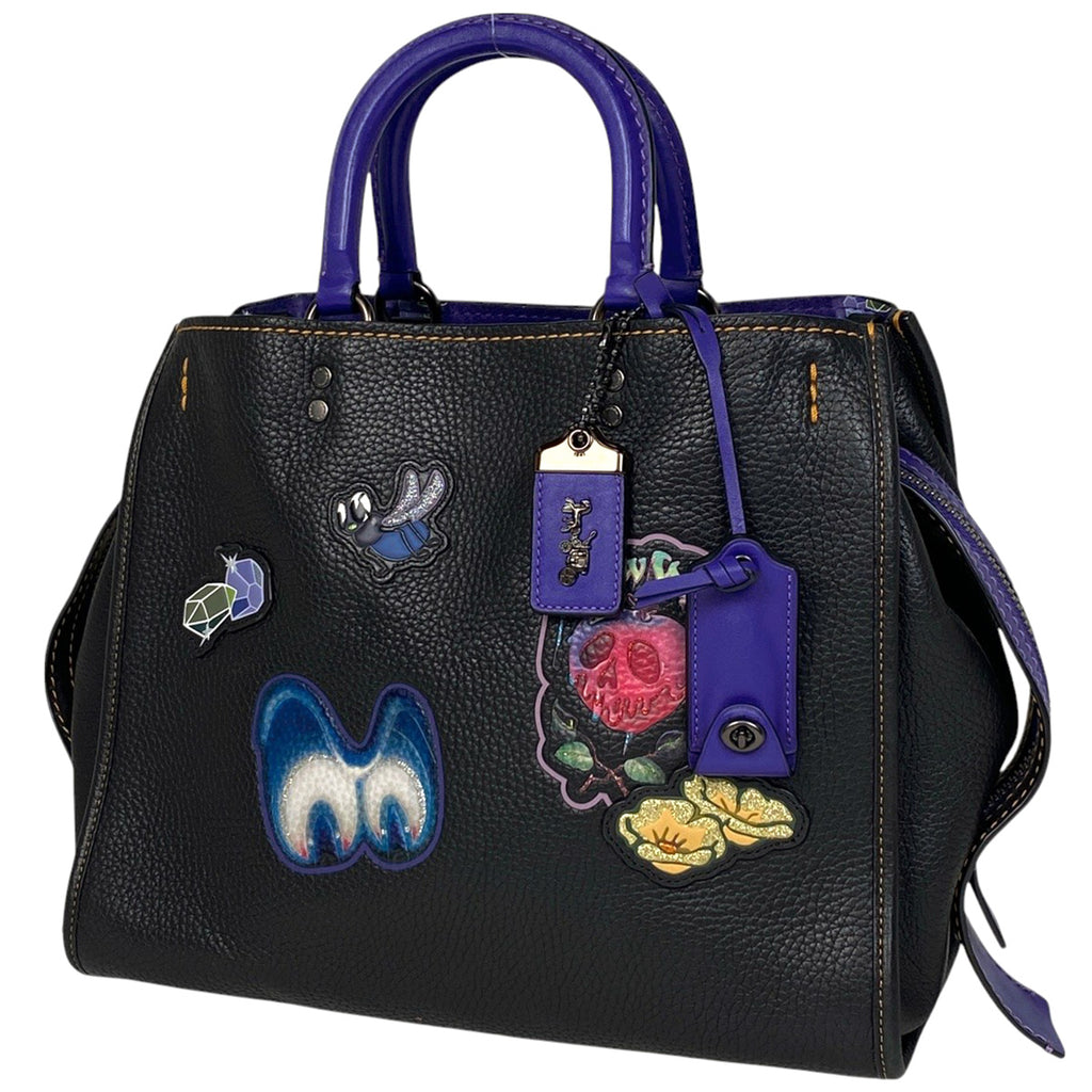 コーチ ロゴ ハンドバッグ ディズニーコラボ 2WAY シトートバッグ ハンドバッグ レザー ブラック 32793 レディース 【中古】brbag
