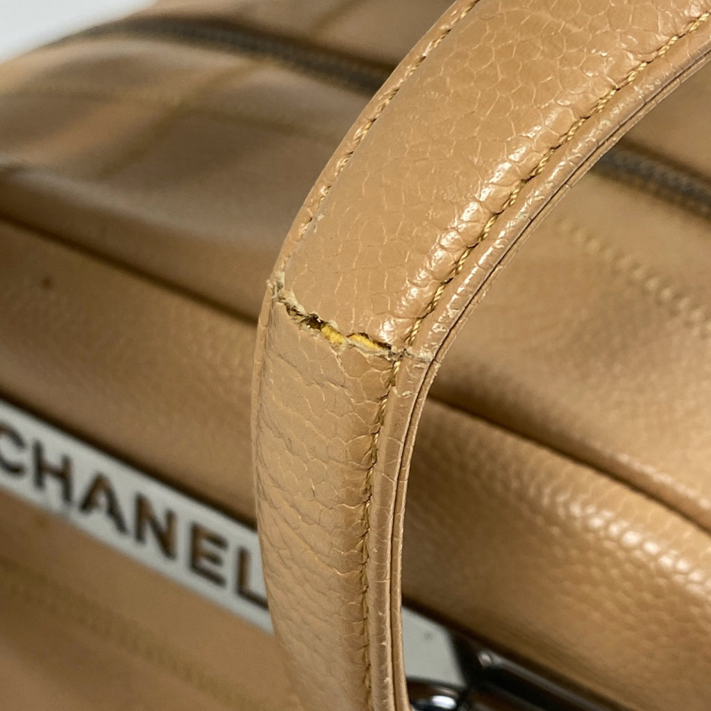 シャネル チョコバー トートバッグ ロゴ ショルダーバッグ トートバッグ キャビアスキン ベージュ レディース 【中古】brbag