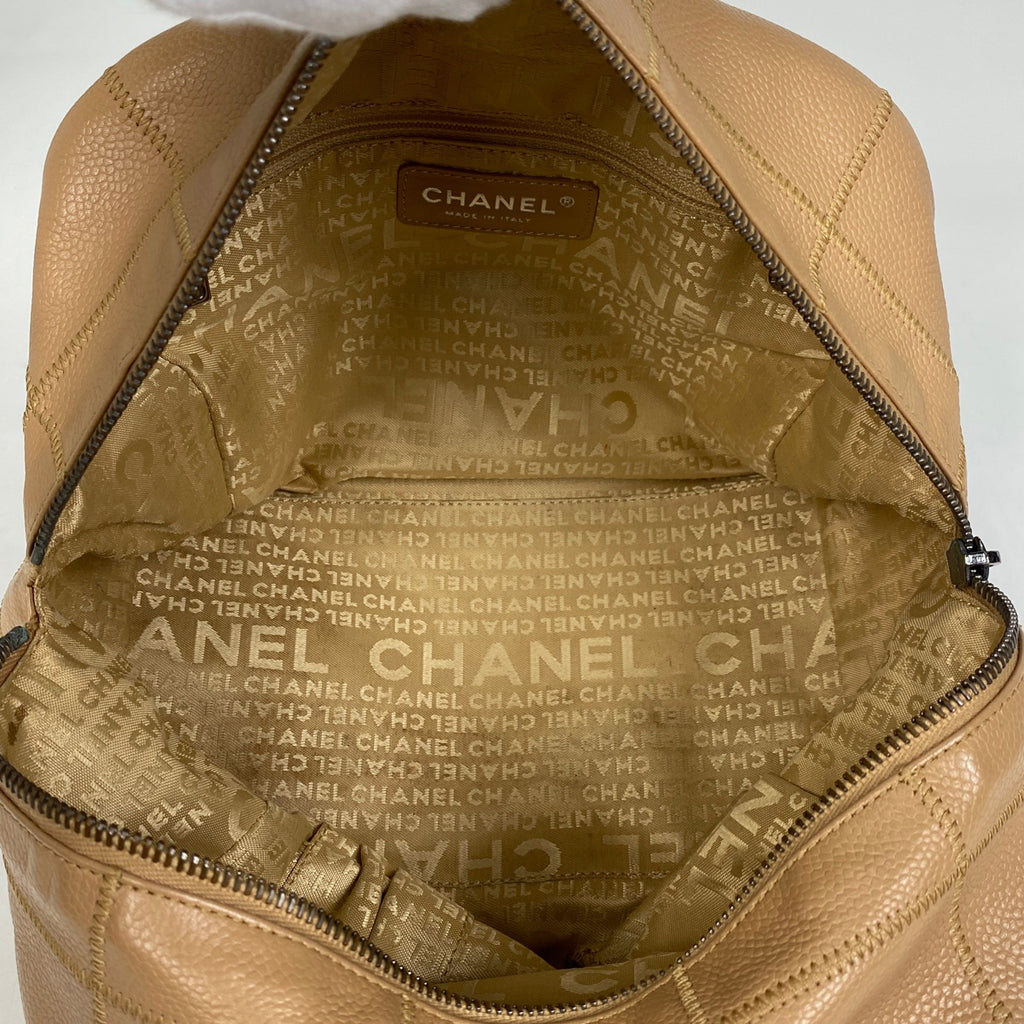 シャネル チョコバー トートバッグ ロゴ ショルダーバッグ トートバッグ キャビアスキン ベージュ レディース 【中古】brbag