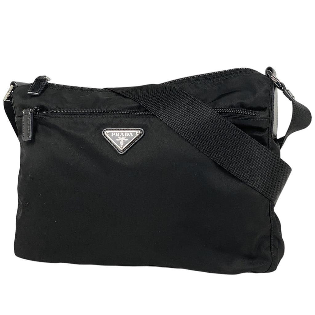 プラダ ロゴプレート ショルダーバッグ ナイロン ネロ(ブラック) レディース 【中古】brbag