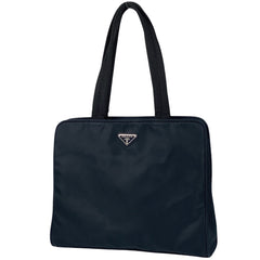 プラダ ロゴプレート トートバッグ ハンドバッグ ショルダーバッグ トートバッグ ナイロン ネイビー レディース 【中古】brbag