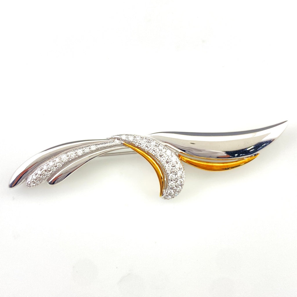 ミキモト メレダイヤ デザインブローチ YG イエローゴールド ブローチ K18 ダイヤモンド レディース 【中古】brjwl