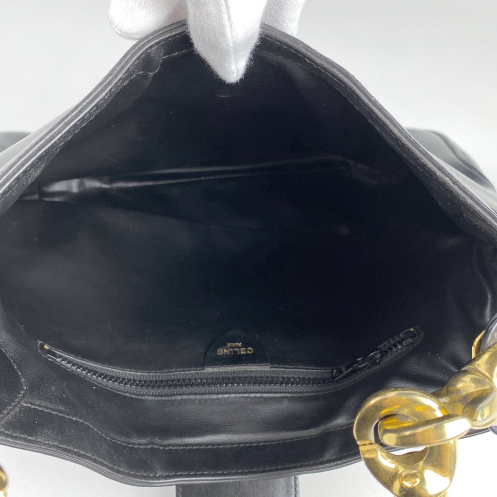 セリーヌ ブラゾン ショルダーバッグ ワンショルダー ターンロック ショルダーバッグ レザー ブラック レディース 【中古】brbag